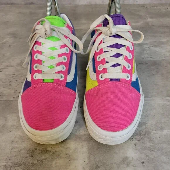 Vans Old Skool Shoes Womens Size 6.5 Skate Sneakers Colorblock Neon Athletic - Picture 2 of 13